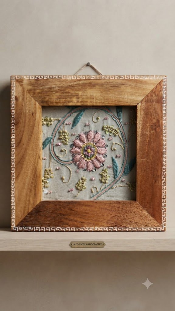 Hand-Embroidered Antique Wall Frame
