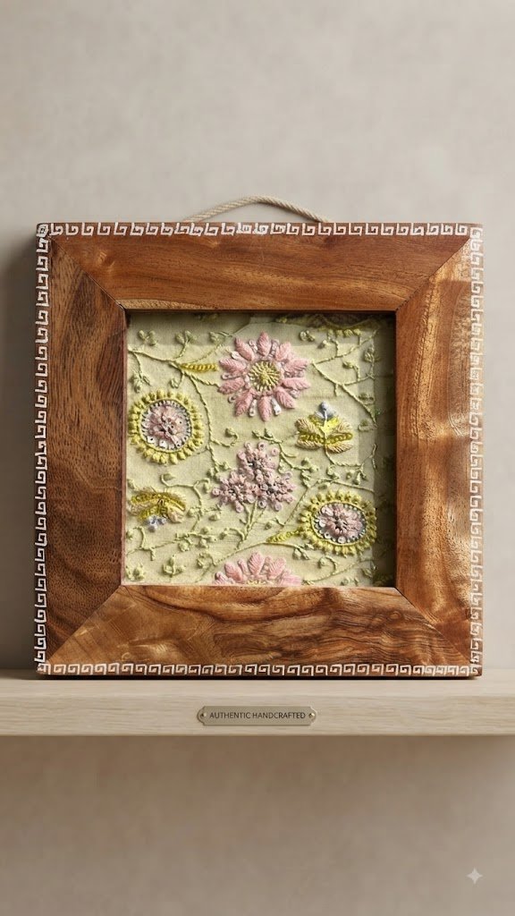 Hand-Embroidered Antique Wall Frame