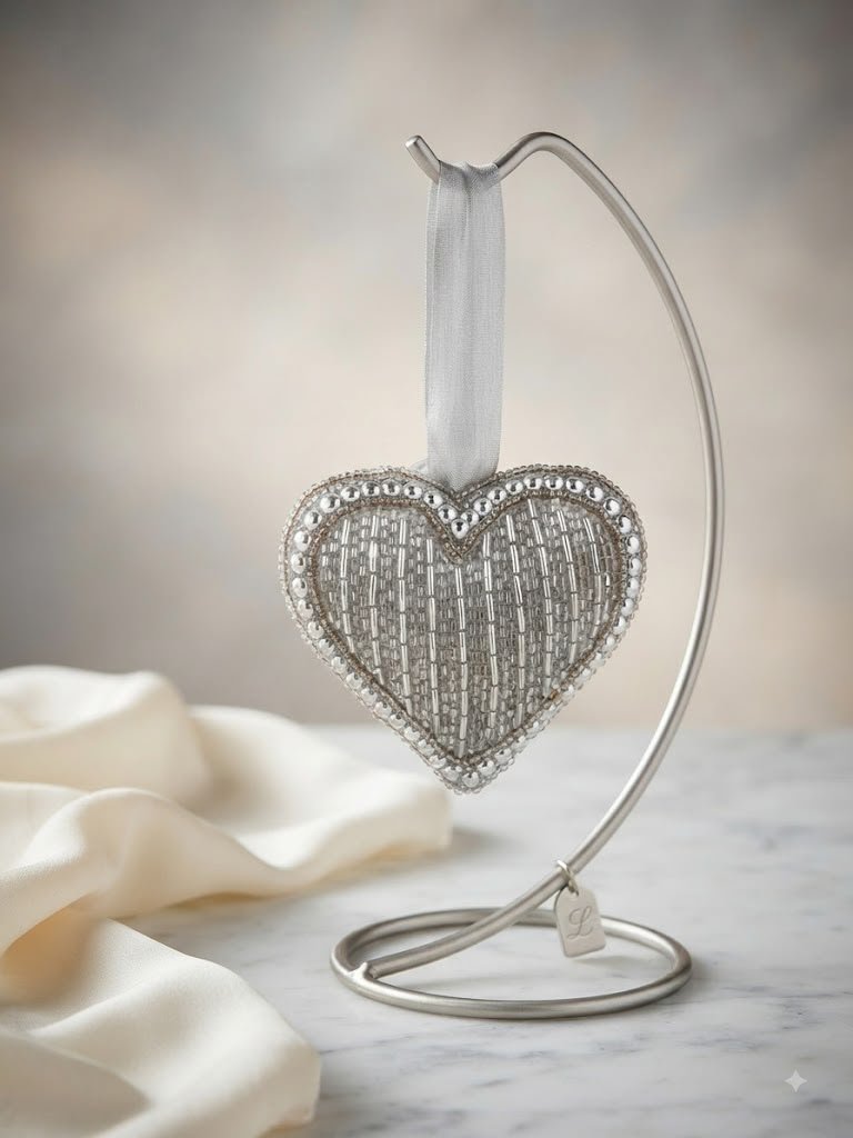 Rose Gold & Silver Bugle Beaded Star Hanging Decor
