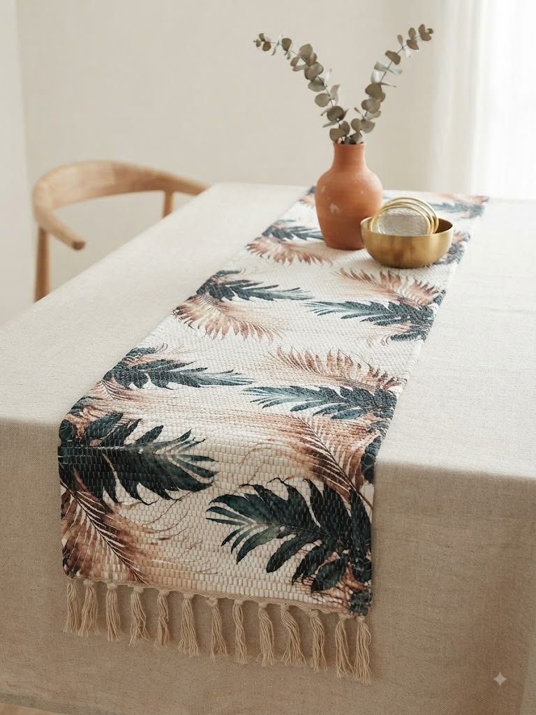Earthy Palm Leaf Hand-Woven Table Runner