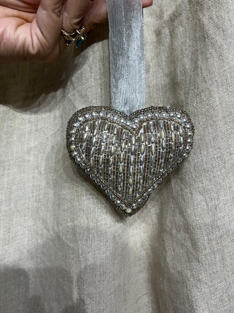 Rose Gold & Silver Bugle Beaded Star Hanging Decor