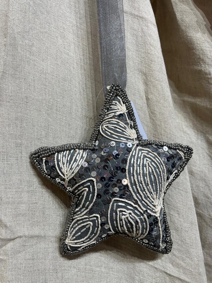 Embroidered Slate Grey Star Hanging Decor photo 2