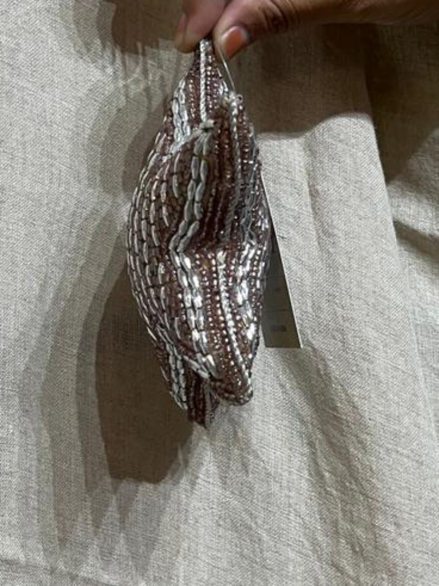 Rose Gold & Silver Bugle Beaded Star Hanging Decor photo 2
