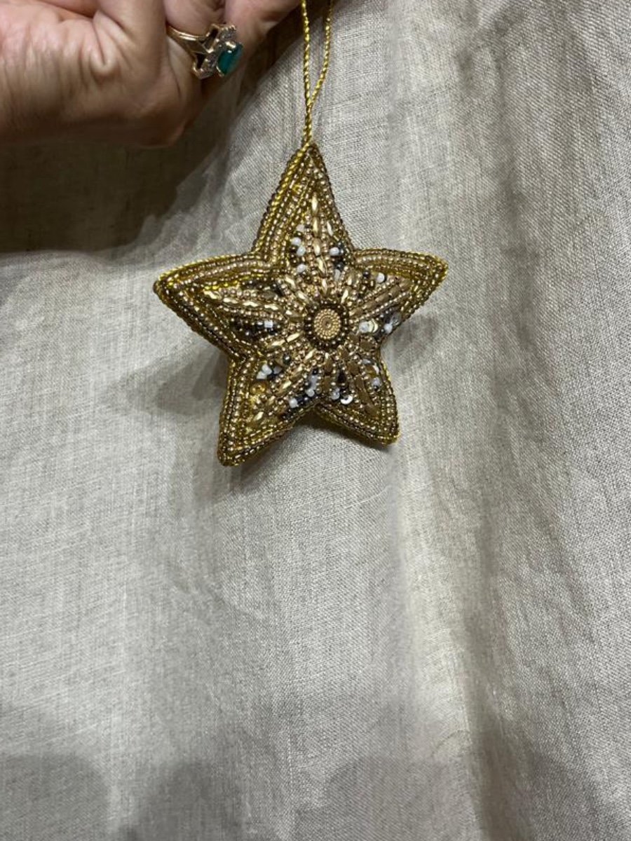 Gilded Splendor Hand-Beaded Star Hanging Decor photo 2